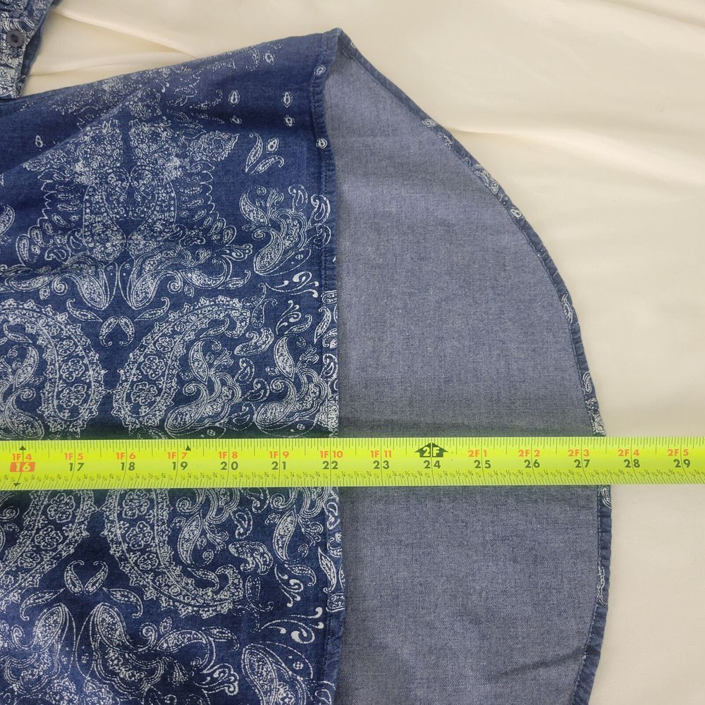Life Style Shirt Womens Small Blue‎ Tunic Top Paisley 3/4 Bishop Sleeve Keyhole - Picture 13 of 14